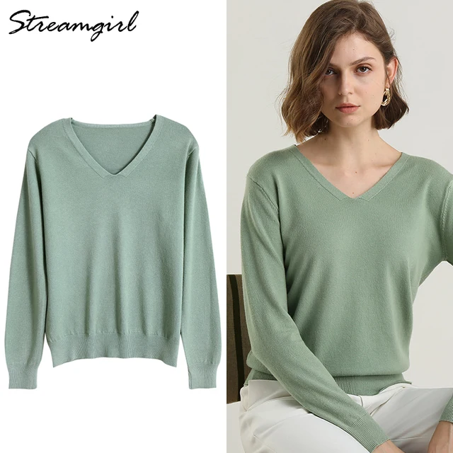 US $13.57 Office Sweater For Women Winter Jumper Warm V-neck Sweaters Women Invierno 2019 Red Pullover Sweate