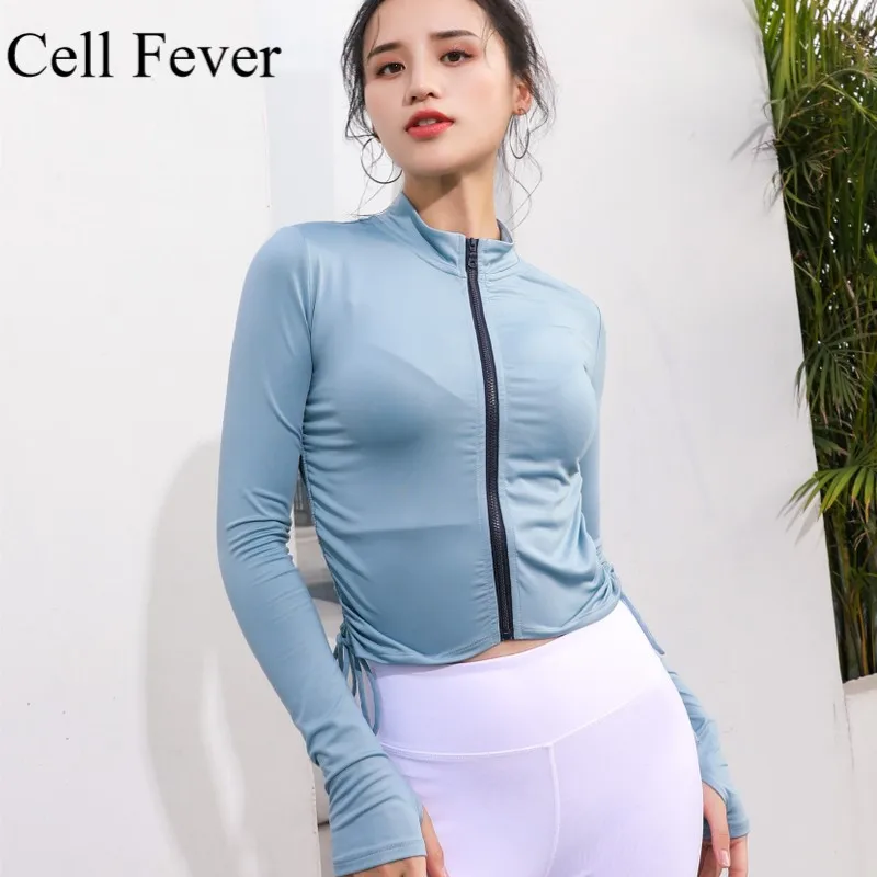 Пальто для йоги с длинным рукавом, женская тонкая спортивная куртка на молнии, топы, одежда для фитнеса, тренировки, одежда для спортзала и бега спортивные свитера