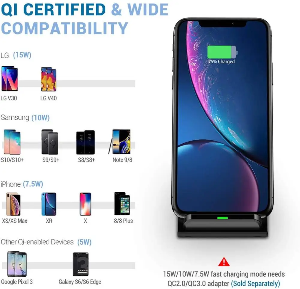 Беспроводное зарядное устройство FDGAO 15 Вт Qi для iPhone 11 Pro XR 8 X XS MAX QC 3 0 USB C держатель