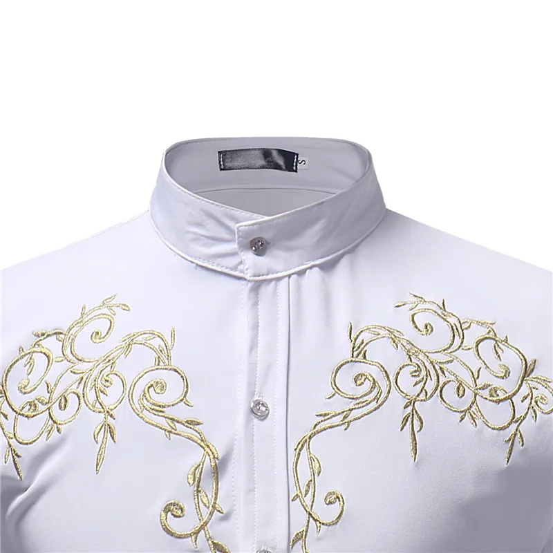 Men's Long Sleeve Dress Shirt 2023 Fashion Embroidery Black Men Shirt Slim Fit Business Casual Mens Shirts Camisa Masculina