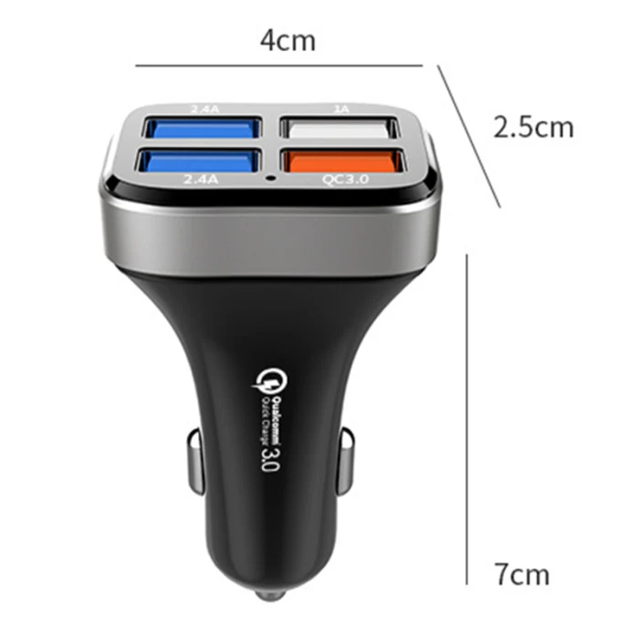 Car Mobile Phone Charger Quick Charge 3.0 4 USB Port Adapter Fast Charging Accessories JFlyer