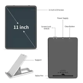 

Enotepad 11 inch LCD Writing Tablet Digital Erasable Pianting Safe Use and Eye Protection for Drawing Daily Notes Calculation