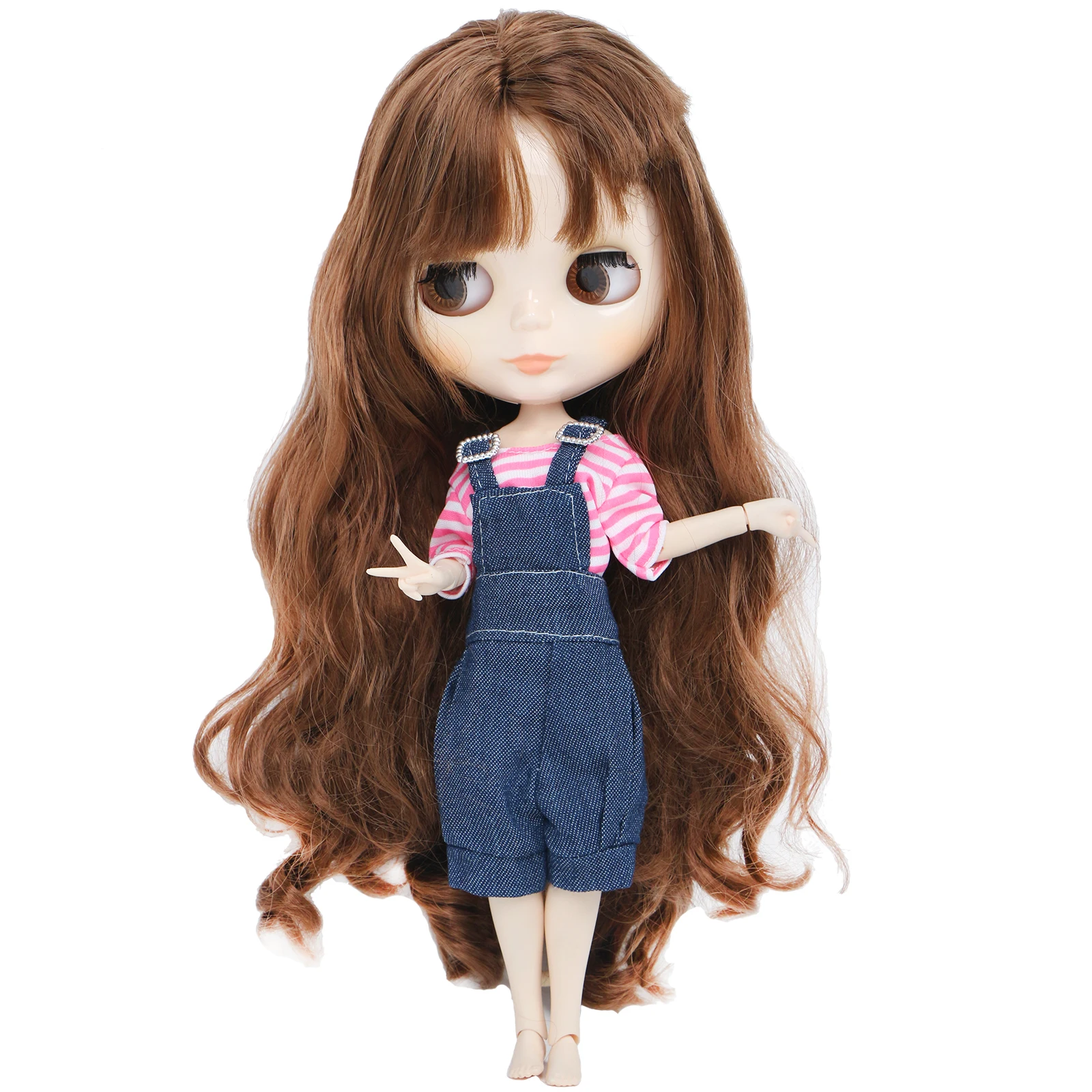 Модная одежда ручной работы для куклы Blythe 11,5 '', синяя розовая блузка, комбинезон, штаны, повседневная одежда, кукольная одежда, аксессуары, игрушка