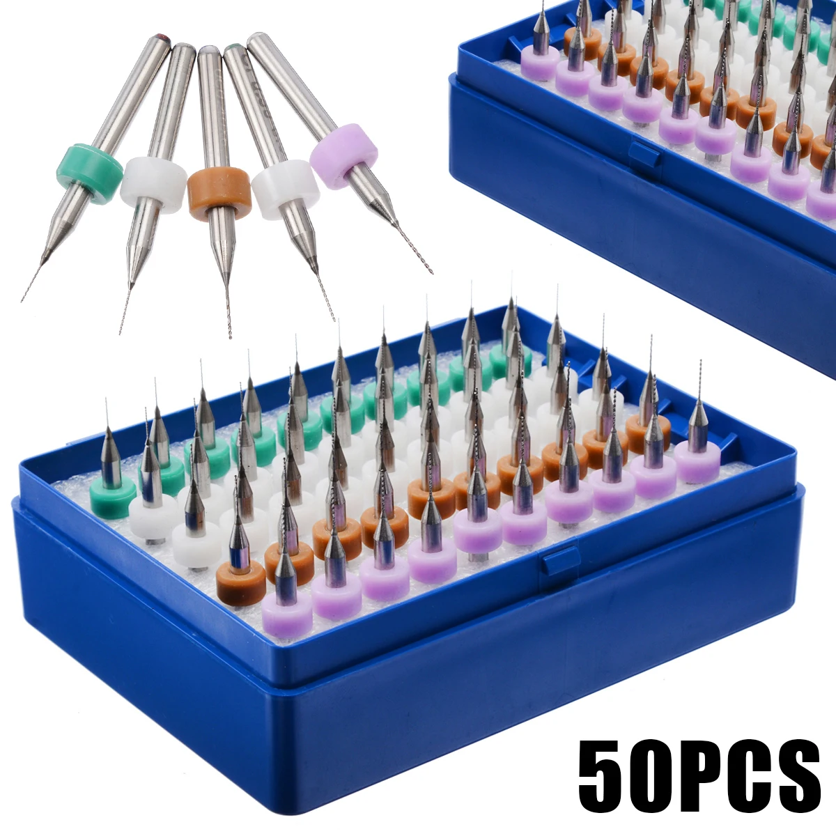 50pcs 0.25-0.45mm Tungsten Carbide Micro PCB Drill Bits Set for PCB Circuit Boar 