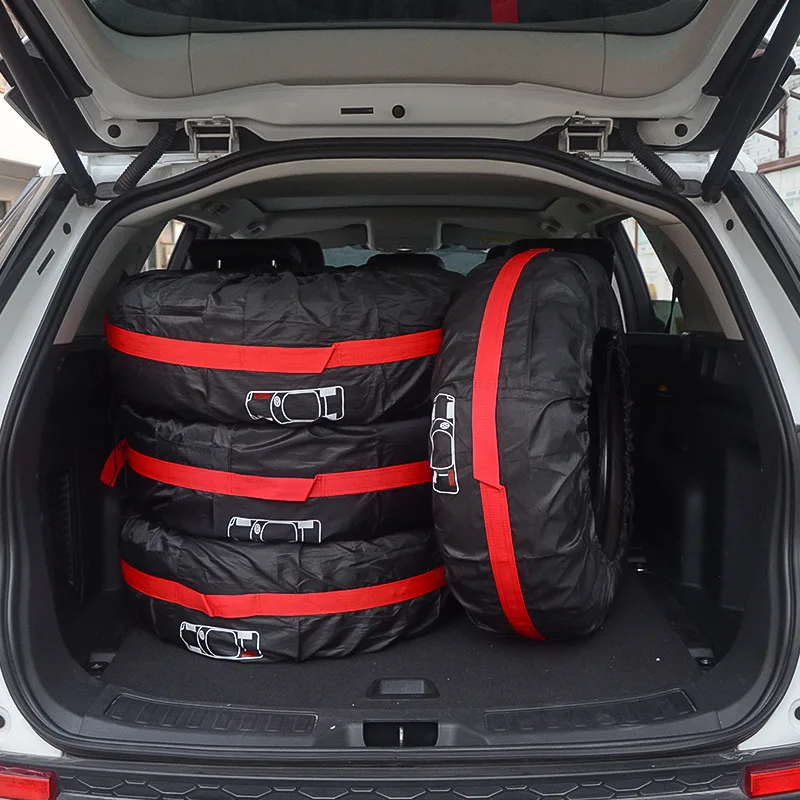 4Pcs Spare Tire Cover Case Polyester Automobile Tires Storage Bag Covers Auto Car Tyre Accessories Vehicle Wheel Rim Protector