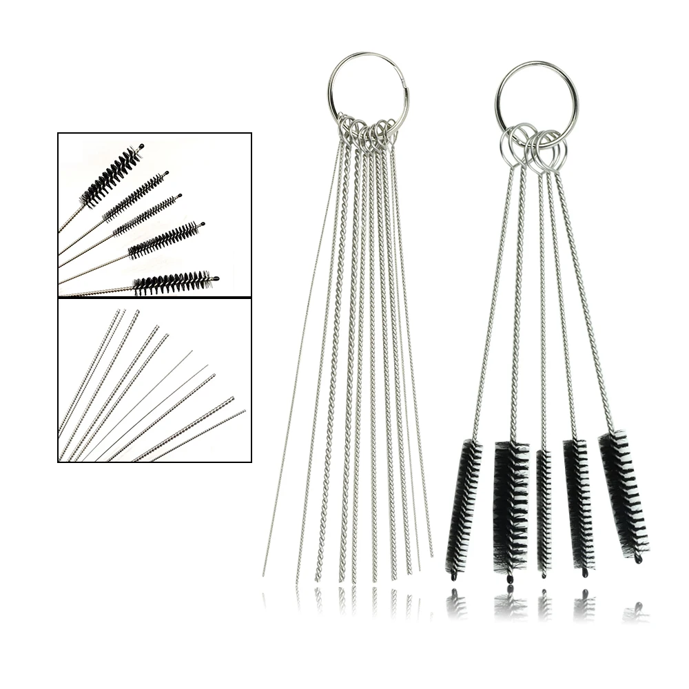 Motorcycle Car Carburetor Carbon Cleaning Brush Needle Tools Cleaner Dirt Jet Remove 10 Cleaning Needles and 5 Brushes Tool Kits
