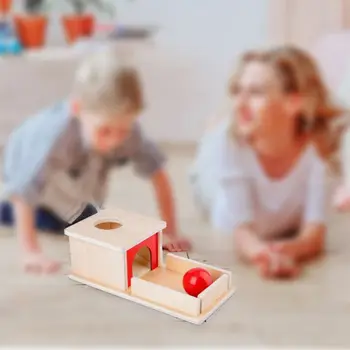 

Infant Montessori Wooden Permanence Object Box with Tray Ball Educational Toys R7RB