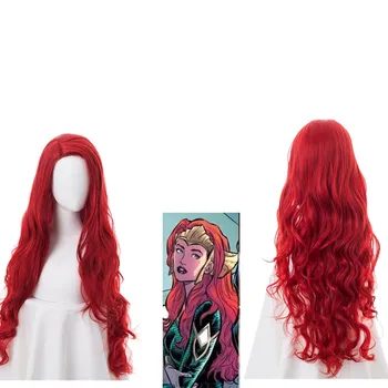 

Aquaman Mera Cosplay Wig American Anime Movie Long Curly Wavy Heat Resistant Synthetic Hair Women Costume Party Wig Red