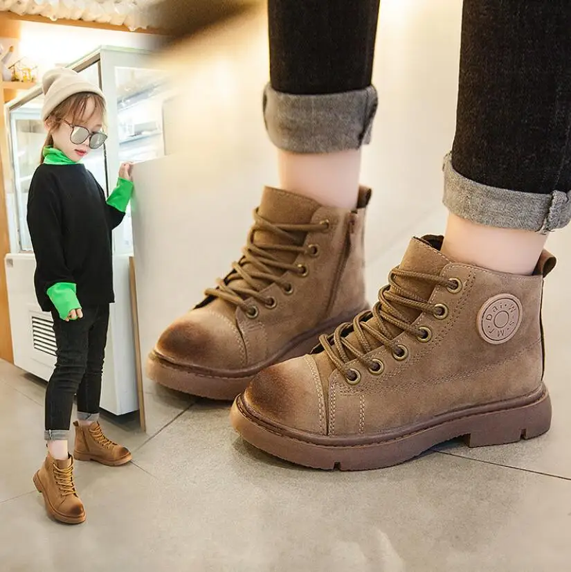 Autumn Winter Children Boots Girls Boys Leather Rubber Ankle Martin Boots Fashion Baby Sport shoes For Kids Short Boots 27-37