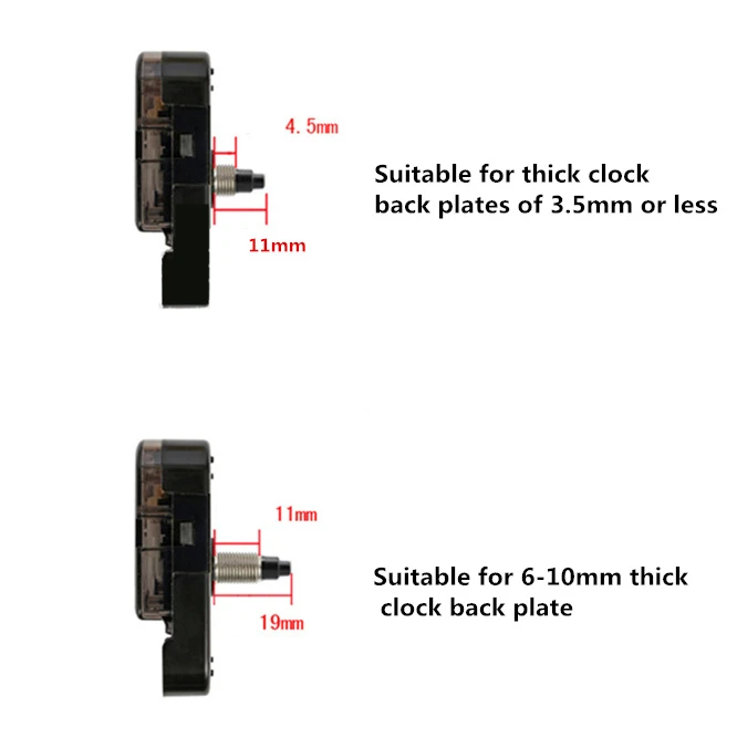 Precision12888 Wall Clock Mechanism 8/11/13/16/19/22mm Quartz Movement Machine Black Hands Repair Kit Tool Replace Set With Hook