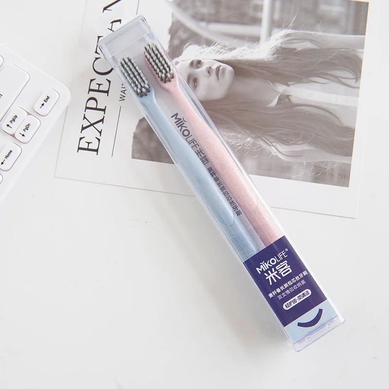 

Simple Environmentally Friendly Straw Core-Spun Bamboo Charcoal Silk Toothbrush Teenager Students Couples 2 Loaded Soft Bristle