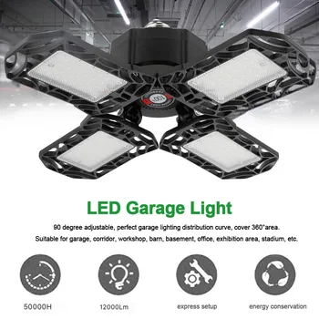 

150W 15000LM Barn Workshop Shop Warehouse Industrial Deformable Adjustable Angle LED Garage Light Ceiling Lighting Easy Install
