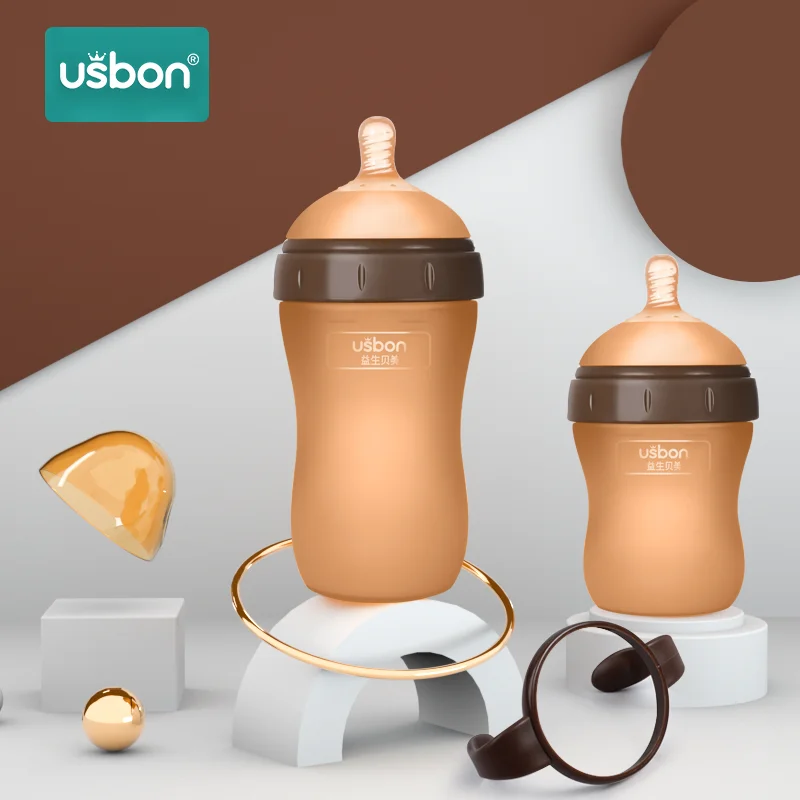 

Usbon Feeding Bottle Silicone Baby Nipple Breast Water Milk Wide Mouth Caliber Teat Replacement Pacifier With Hander for Toddler
