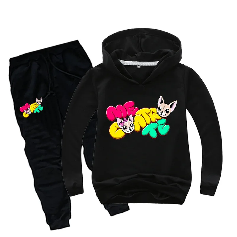 Комплект одежды для маленьких мальчиков, комплекты одежды для подростков с героями мультфильмов «Me Contro Te», детский спортивный костюм, костюм для девочек, толстовки+ штаны, костюмы из 2 предметов - Цвет: Black
