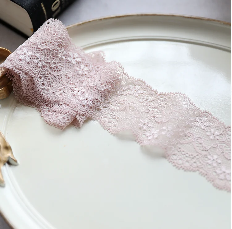 Bra Lingerie Lace Fabric 4 Meters/lot 6cm Width Embroidered Stretchy Elastic Purple Pink Trim