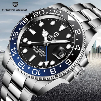 

PAGANI DESIGN 40mm GMT Men Automatic Watch Sapphire Luxury Mechanical Wristwatch Stainless Steel Waterproof Business Watches Men