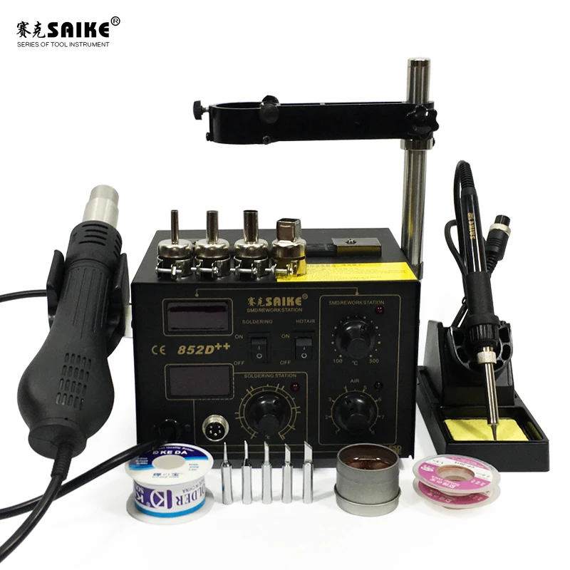 Soldering Station Desoldering Station Soldering Iron 2 In 1 SMD Hot Air Gun SAIKE 852D++ Rework Station