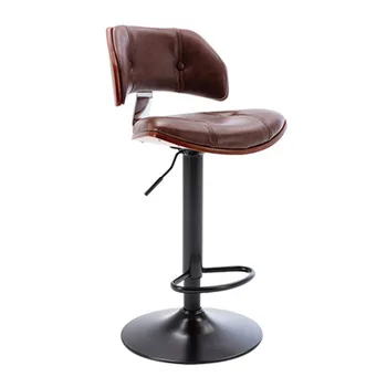 

Retro European Style Bar Chair Soft High Quality PU Korean Leather Adjustable Lift