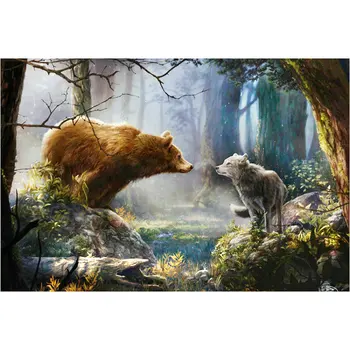 

Crafts Needlework Diy Diamond painting Cross stitch Bear and wolf Diamond embroidery pattern square Rhinestones Paste painting