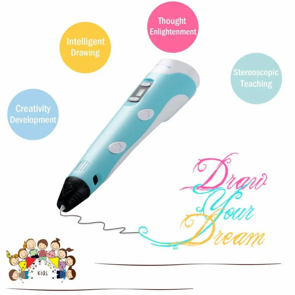 3D Ручка для рисования Doodler, ручка для стереоскопической печати, Подарочные игрушки для детей, контроль температуры, безопасная ручка для взрослых, четыре цвета