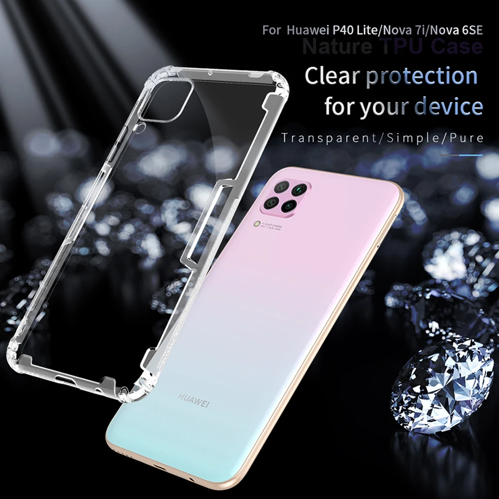 For Huawei P40 Lite Transparent Case Nova 7i NILLKIN Nature TPU Clear Soft Back Cover 6SE | Мобильные телефоны и