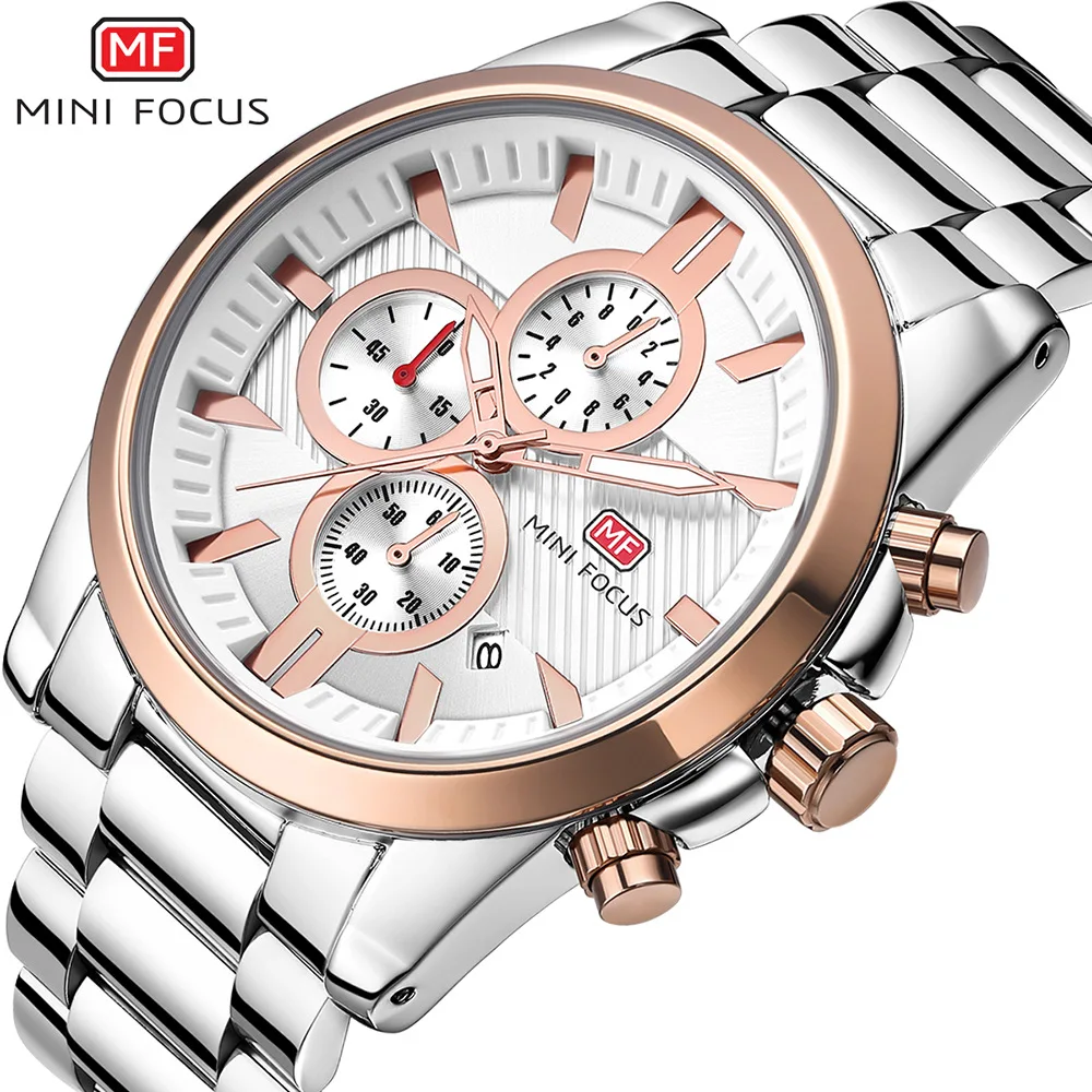 

Mini FOCUS Brand Genuine Product Multi-functional Business MEN'S Watch Calendar Night Light Waterproof Clean Steel Watch Strap 0