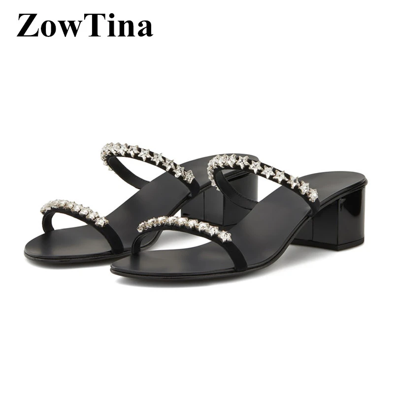 black leather chunky sandals