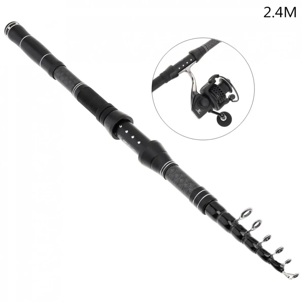 

2.4m Durable Carbon Fiber Telescopic Fishing Rod Fasten Guides Ultra Short 8 Section Lightweight Portable Fishing Pole