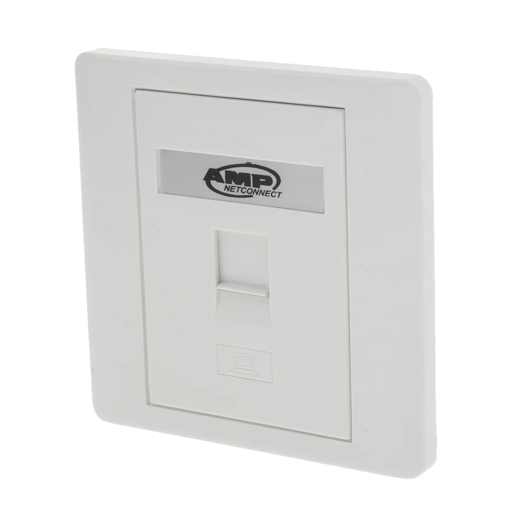 Плоская однопортовая сетевая пластина RJ45 Rj11 1 Gang Ethernet с разъемом Keystones-(белый) |