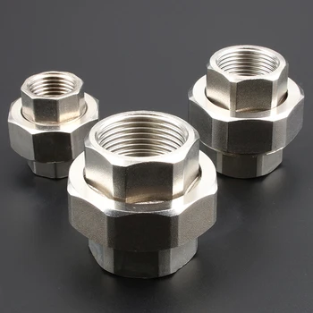 

1/8" 1/4" 3/8" 1/2" 3/4" 1" 1-1/4" 1-1/2" Female Thread SS 304 Stainless Steel Live Joint Coupling Union Connector Pipe Fitting