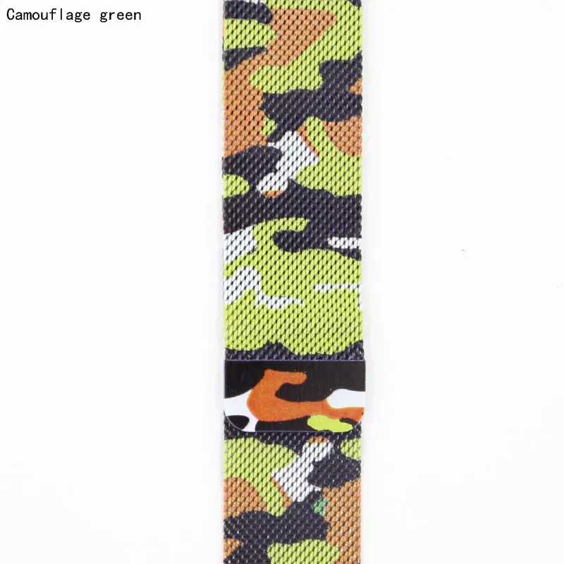 Camouflage green Миланский Браслет, Браслет Нержавеющая сталь ремешок для наручных часов Apple Watch серии 1/2/3/42/38 мм iwatch4 5 40/44 мм камуфляж ремень аксессуары - Цвет ремешка: Camouflage green