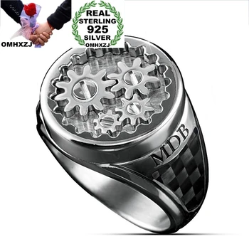 

OMHXZJ Wholesale RR1314 European Fashion Fine Hot Man Male Party Birthday Wedding Gift Round Gear Wheel 925 Sterling Silver Ring