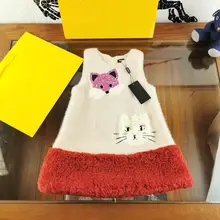 Новые Брендовые платья для девочек; зимние платья без рукавов с милым рисунком кота