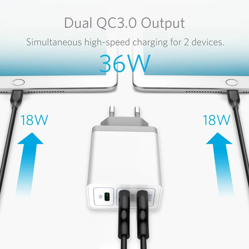 36 Вт Usb C Usb зарядное устройство быстрое зарядное устройство 3,0 ЕС адаптер для зарядки телефона для iPhone 11 samsung S9 huawei SCP QC3.0 QC C PD быстрое зарядное устройство