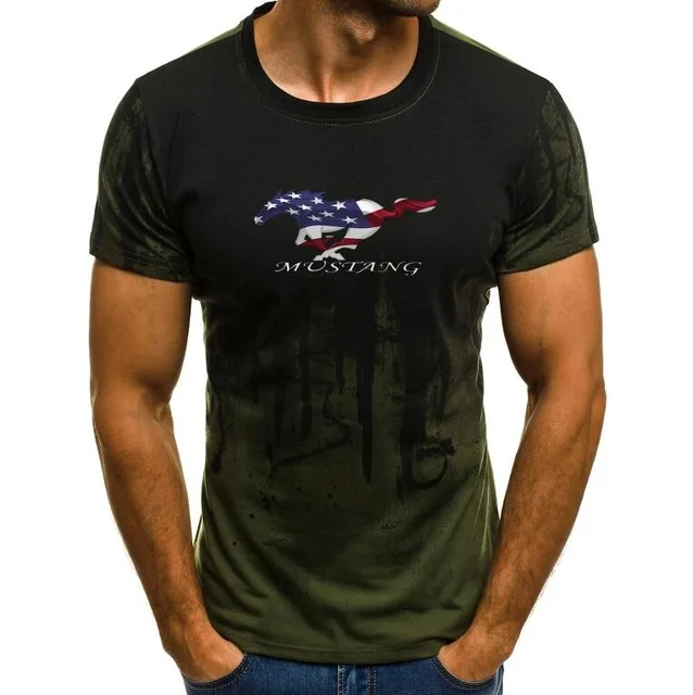 Для Ford Mustang Футболка мужская градиентная цветная с коротким рукавом Beefy Muscle Basic однотонная блузка Футболка Повседневная летняя футболка - Цвет: 12