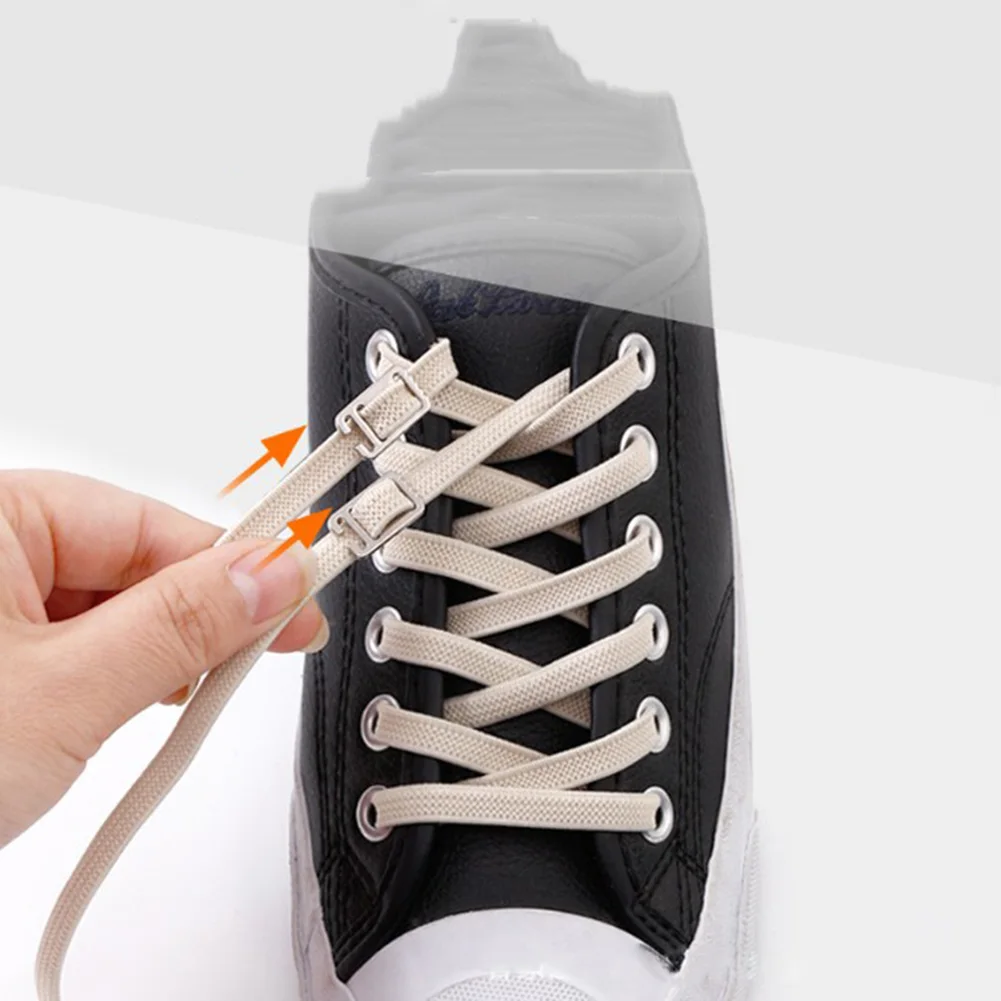 1 пара шнурков без завязок простые безопасные эластичные шнурки легкая Пряжка шнурки Цветные Плоские шнурки Аксессуары для обуви унисекс
