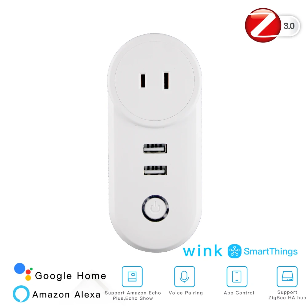 Умная розетка с 2 USB интерфейсом ZigBee 3,0 Дистанционное Голосовое управление работает со смартфонами Wink Echo Plus и большинством Zigbee Hub - Цвет: JP Smart Socket