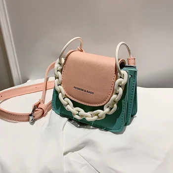 

Mini Handbags Women's Shoulder Bag 2020 Trend Luxury Brand Designer Contrast Color Leather Summer Small Crossbody Bags Purses