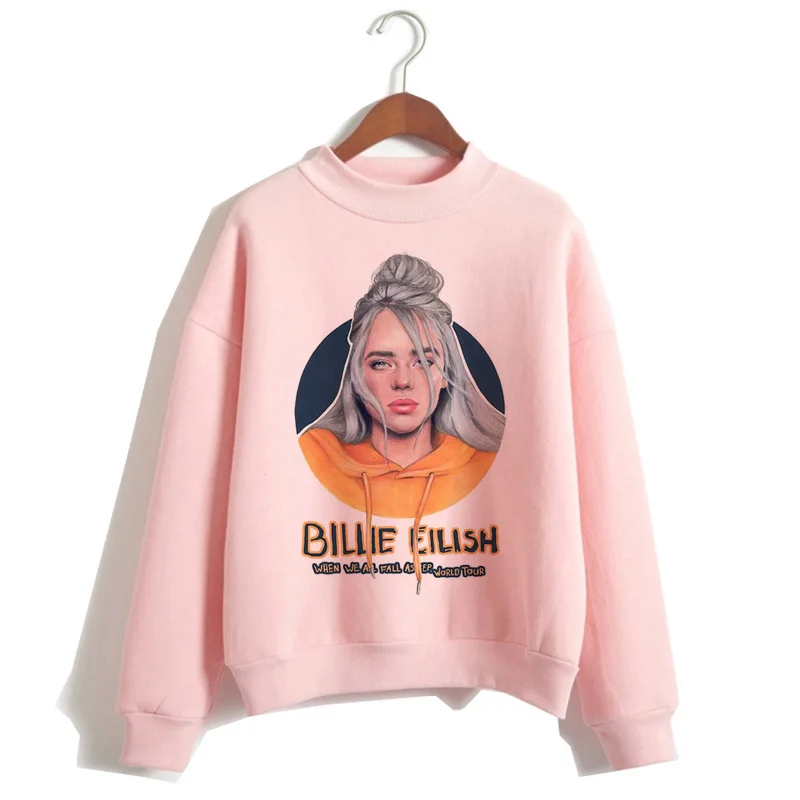 P1848U-pink Billie Eilish негабаритных худи для женщин Harajuku корейский хип хоп стиль Kawaii 90s Толстовка Женский капюшон Черная пятница Рождество - Цвет: P1848U-pink