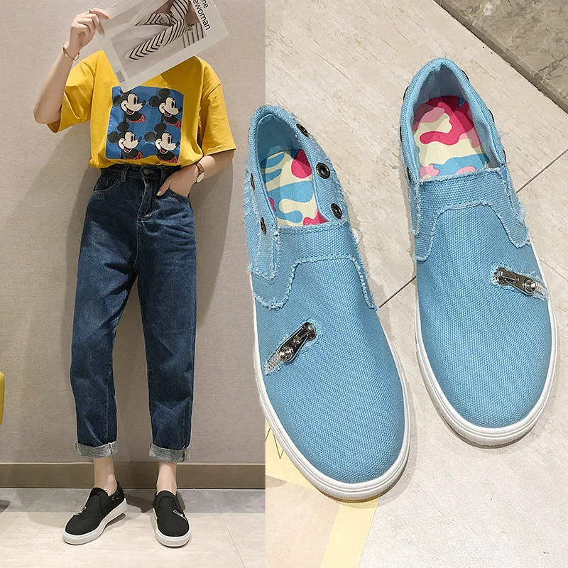 

2019 Summer New Style Slip-on Flat Wear-Resistant Outsole Lazy Loafers Large Size WOMEN'S Shoes Breathable Casual