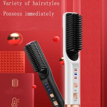 

Hair Straightening Brush Portable Ceramic Heating Straightening Irons Brush Anti Scald Detangling Hot-Air Hair Brush