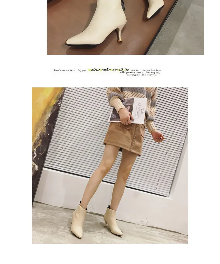 Ботинки на молнии на среднем каблуке; Новинка года; Ботинки martin с острым носком; сезон осень-зима