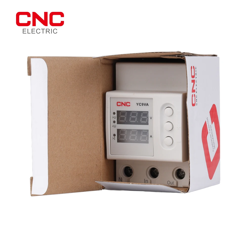 CNC YC9VA Din Rail Dual Display Adjustable Over Voltage Current and Under Voltage Protective Device Protector Relay 220V 230V