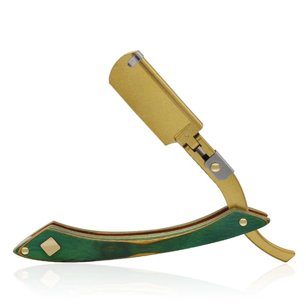 Gold CestoMen Pro ручная бритва с деревянной ручкой, парикмахерское лезвие для бритья, складной прямой парикмахерский нож, бритва для парикмахера - Цвет: Gold