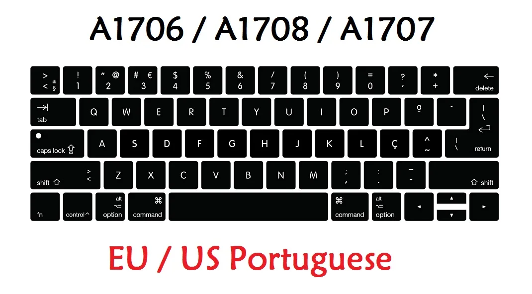 

A1706 A1707 Portuguese US/EU Keyboard cover for Macbook New Pro 13 15 Touch Bar 2016 2019 Silicon Keyboard Skin Waterproof