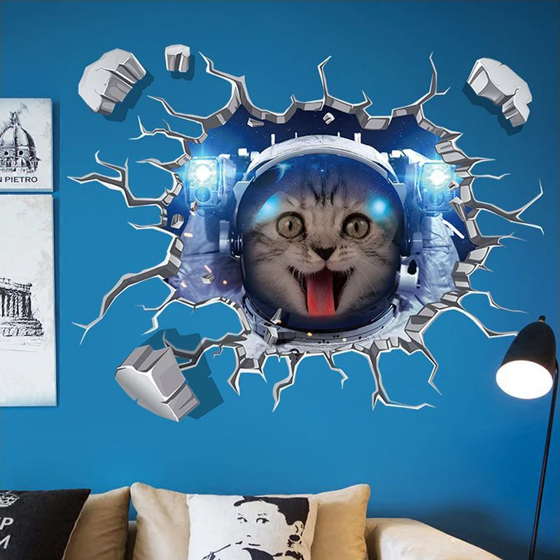 3D сломанная стена космическое пространство Наклейка на стену домашний Декор Гостиная Спальня украшение пола виниловые декоративные покрывающие наклейки