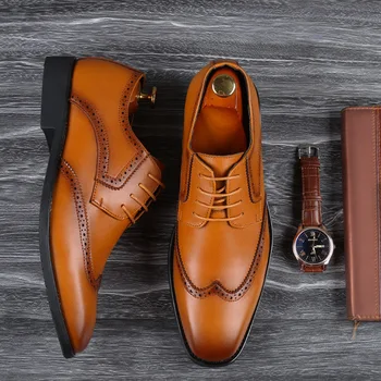 

Bullock Design Shoes Men Classic Business Formal Leather Shoes Pointed Toe Leather Sneakers Men Oxford Dress Shoes