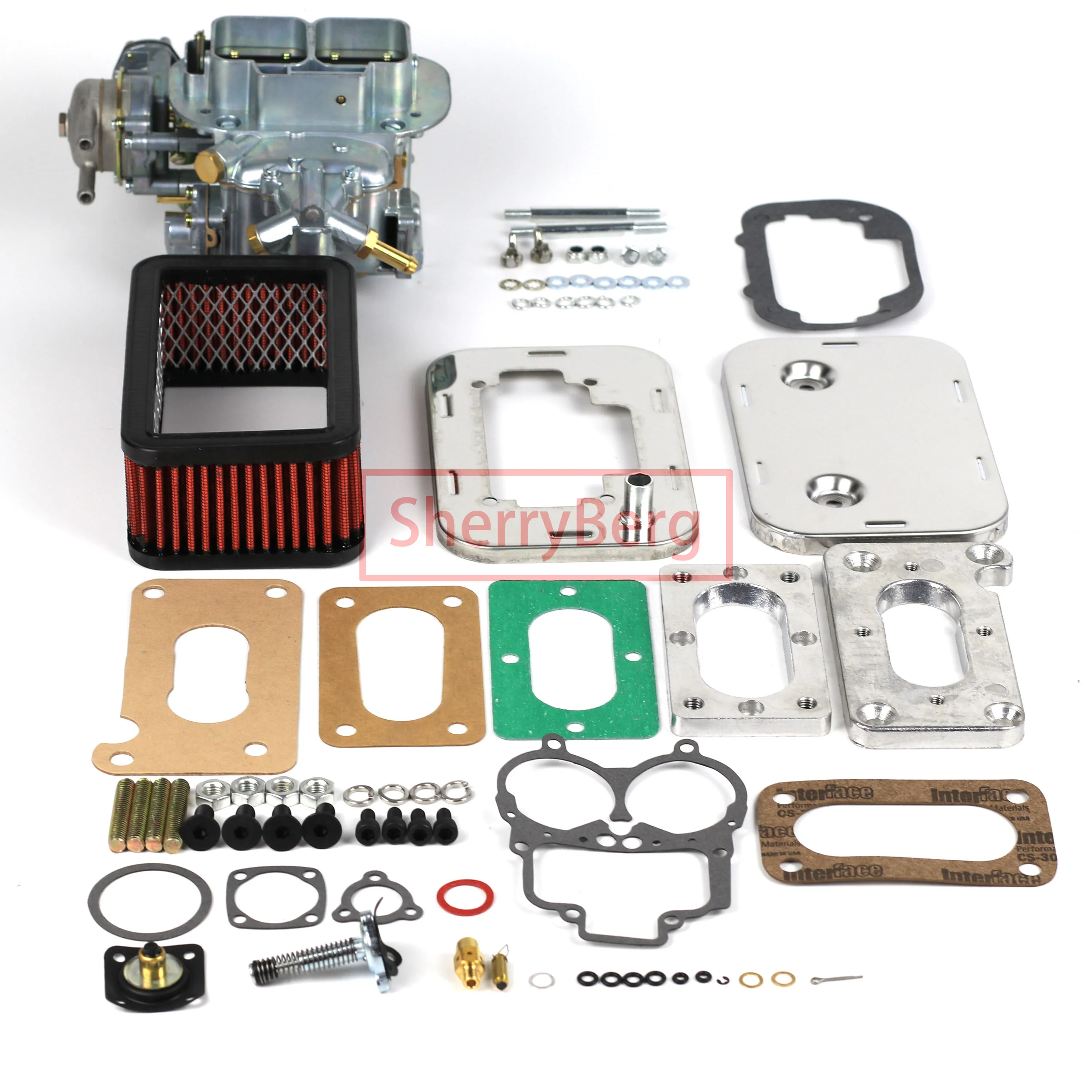 

SherryBerg Fajs EMPI 32/36 DGAV Carb Carburetor + Adapter Plate Kit + Air Filter (Cleaner 65mm)+GASKET Set for Mazda B2000 B2200