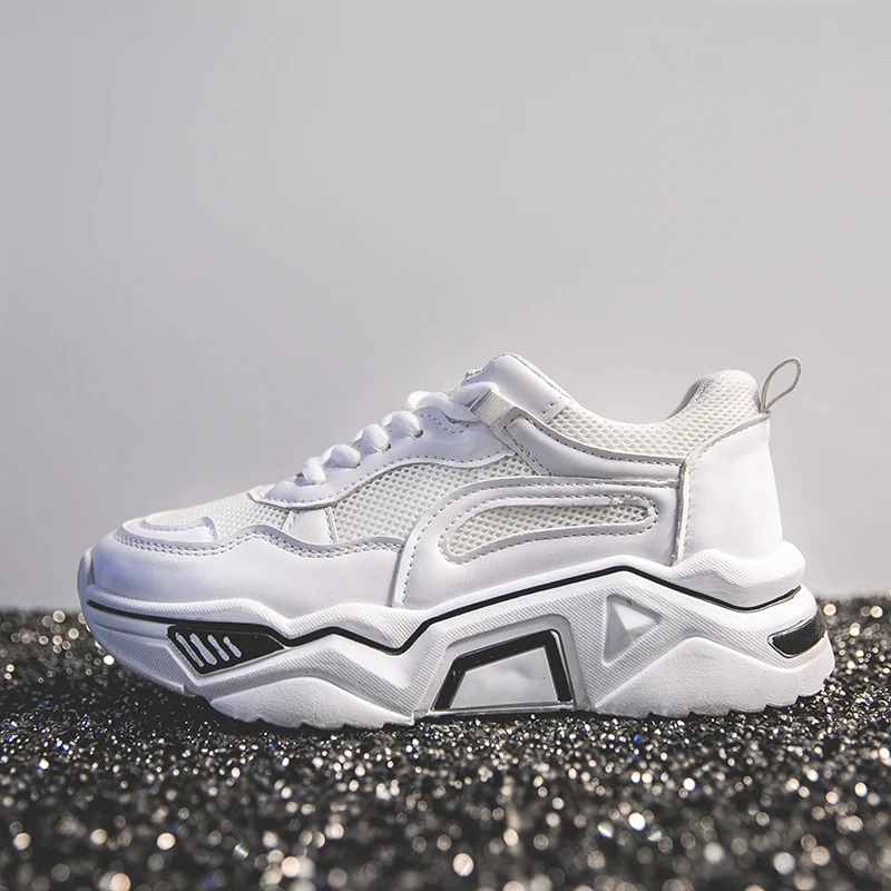 

women running shoes platform chunky flat brand 2019 new brand Thick bottom thick bottom walking mesh Breathable Trainers