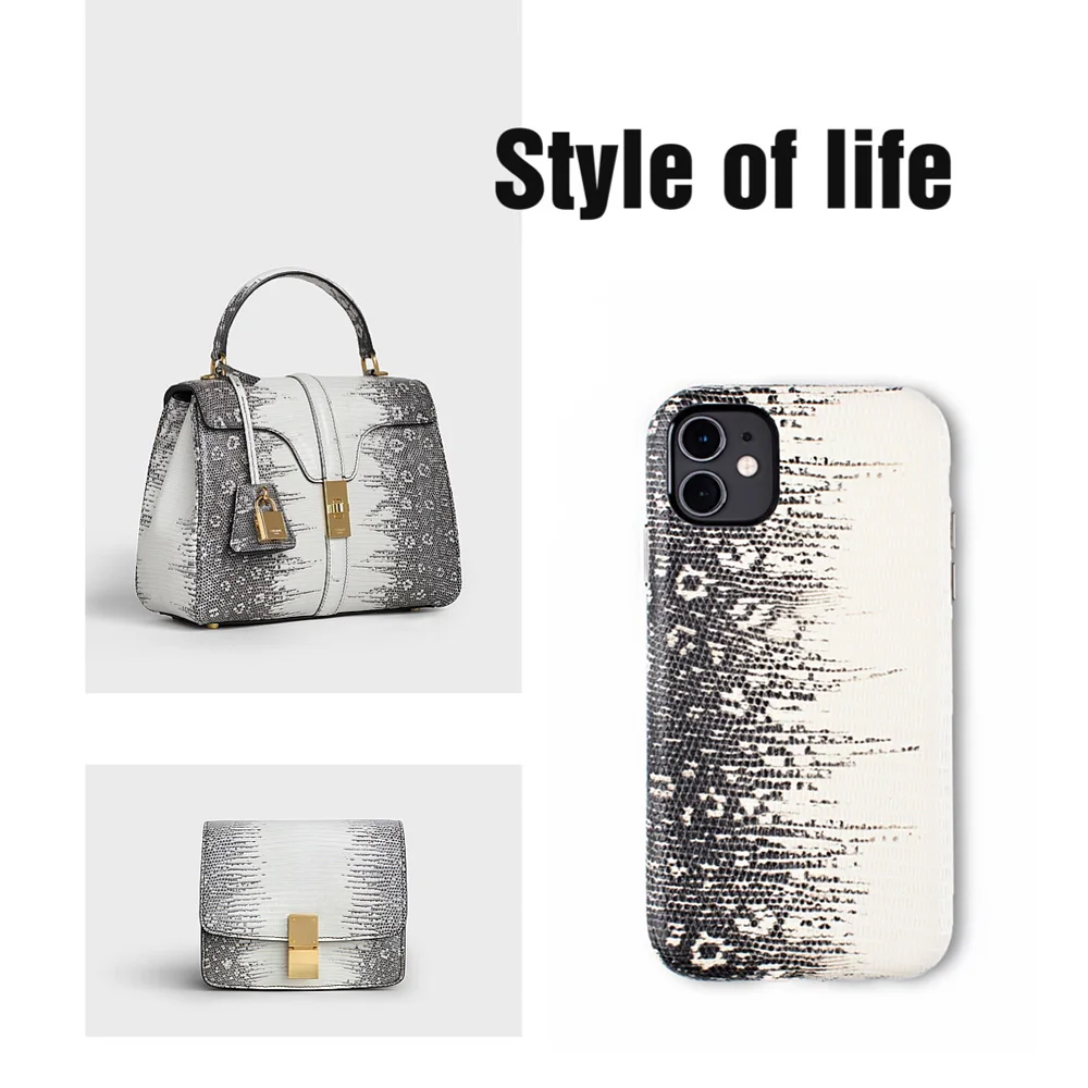 

Fashion genuine leather phone case for iPhone 11/11 Pro Max cases Lizard pattern Cowhide case for 11 Pro back cover